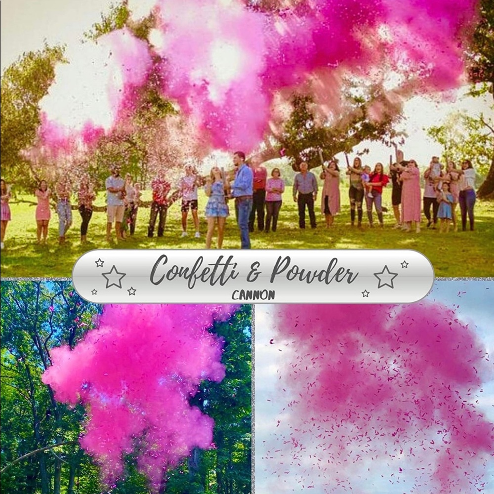GENDER REVEAL CONFETTI POWDER CANON PINK GIRL BABY GIRL GENDER REVEAL